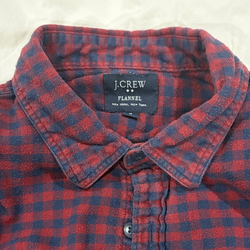 J. Crew Men's Red and Blue Plaid Flannel Shirt
